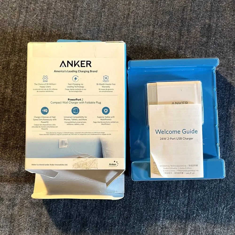 Anker 2-Port PowerPort 24W Wall Fast Charger White